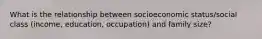 What is the relationship between socioeconomic status/social class (income, education, occupation) and family size?