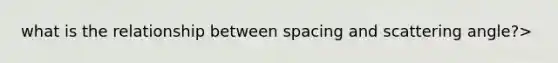 what is the relationship between spacing and scattering angle?>