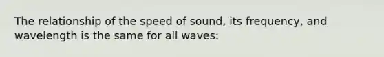 The relationship of the speed of sound, its frequency, and wavelength is the same for all waves: