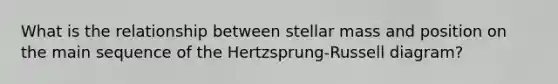 What is the relationship between stellar mass and position on the main sequence of the Hertzsprung-Russell diagram?