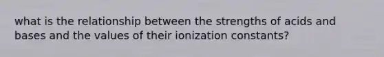 what is the relationship between the strengths of acids and bases and the values of their ionization constants?