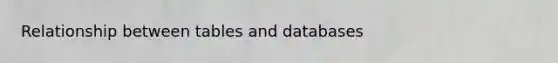 Relationship between tables and databases