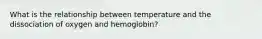 What is the relationship between temperature and the dissociation of oxygen and hemoglobin?