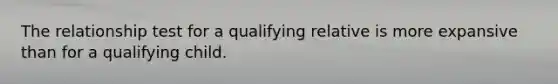 The relationship test for a qualifying relative is more expansive than for a qualifying child.