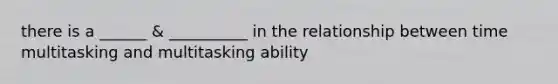 there is a ______ & __________ in the relationship between time multitasking and multitasking ability