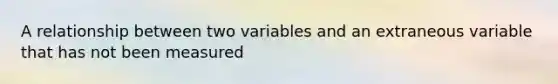 A relationship between two variables and an extraneous variable that has not been measured