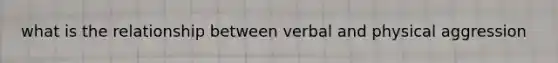 what is the relationship between verbal and physical aggression