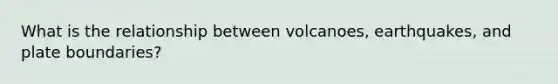 What is the relationship between volcanoes, earthquakes, and plate boundaries?