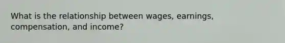 What is the relationship between wages, earnings, compensation, and income?