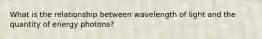 What is the relationship between wavelength of light and the quantity of energy photons?