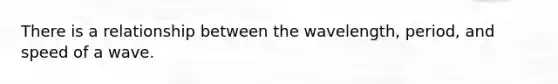 There is a relationship between the wavelength, period, and speed of a wave.