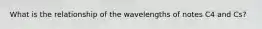 What is the relationship of the wavelengths of notes C4 and Cs?