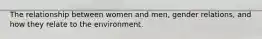 The relationship between women and men, gender relations, and how they relate to the environment.