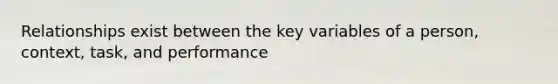 Relationships exist between the key variables of a person, context, task, and performance