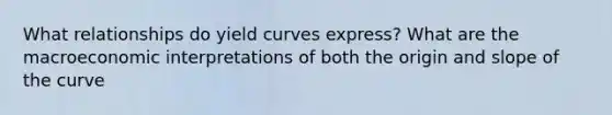 What relationships do yield curves express? What are the macroeconomic interpretations of both the origin and slope of the curve