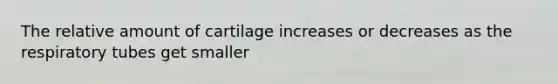 The relative amount of cartilage increases or decreases as the respiratory tubes get smaller