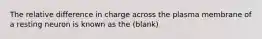 The relative difference in charge across the plasma membrane of a resting neuron is known as the (blank)