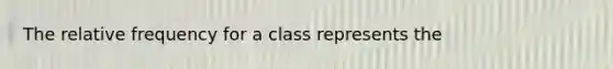 The relative frequency for a class represents the