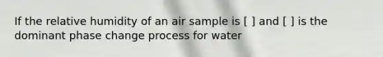 If the relative humidity of an air sample is [ ] and [ ] is the dominant phase change process for water