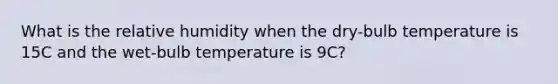 What is the relative humidity when the dry-bulb temperature is 15C and the wet-bulb temperature is 9C?