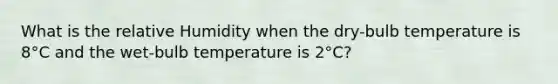 What is the relative Humidity when the dry-bulb temperature is 8°C and the wet-bulb temperature is 2°C?