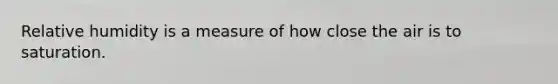 Relative humidity is a measure of how close the air is to saturation.