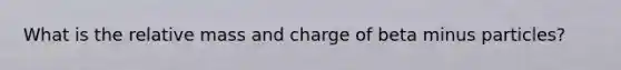 What is the relative mass and charge of beta minus particles?