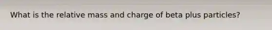 What is the relative mass and charge of beta plus particles?