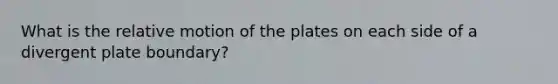 What is the relative motion of the plates on each side of a divergent plate boundary?