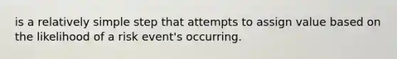 is a relatively simple step that attempts to assign value based on the likelihood of a risk event's occurring.