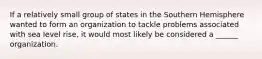 If a relatively small group of states in the Southern Hemisphere wanted to form an organization to tackle problems associated with sea level rise, it would most likely be considered a ______ organization.