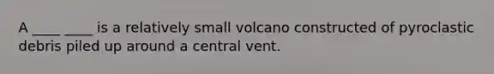 A ____ ____ is a relatively small volcano constructed of pyroclastic debris piled up around a central vent.