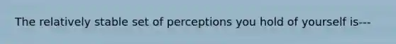 The relatively stable set of perceptions you hold of yourself is---