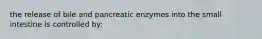 the release of bile and pancreatic enzymes into the small intestine is controlled by: