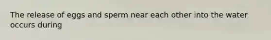 The release of eggs and sperm near each other into the water occurs during