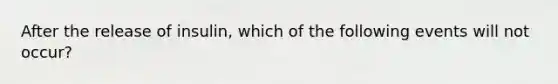 After the release of insulin, which of the following events will not occur?