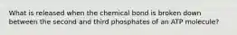 What is released when the chemical bond is broken down between the second and third phosphates of an ATP molecule?