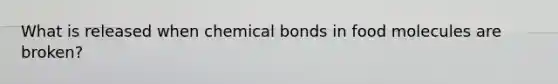 What is released when chemical bonds in food molecules are broken?