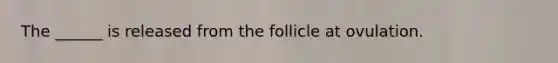 The ______ is released from the follicle at ovulation.