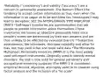 *Reliability ("consistency") and validity ("accuracy") are a concern in personality assessment -The Barnum Effect (the tendency to accept certain information as true, even when the information is so vague as to be worthless (ex. horoscopes)) may lead to deception; SEE the MYERS-BRIGGS TYPE INDICATOR (MBTI) *Self-report inventories are questionnaires that ask people to provide information about themselves -These inventories are known as objective personality tests since people's scores are determined by their own answers and are thus unlikely to be affected by evaluator bias (?) **Subjective assessments, like interviews, decrease reliability and allow for bias, but may yield richer and more valid data *The Minnesota Multiphasic Personality Inventory (MMPI-2) is the most widely used self-report instruments -Originally used to identify mental disorders, the test is now used for general personality and occupational screening purposes -The MMPI-2 is considered empirical derived, objective, and highly valid to its creation using factor analysis and the inclusion of a "lie scale"