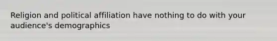 Religion and political affiliation have nothing to do with your audience's demographics