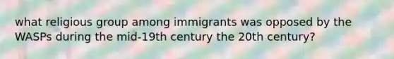 what religious group among immigrants was opposed by the WASPs during the mid-19th century the 20th century?