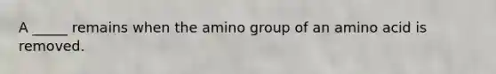 A _____ remains when the amino group of an amino acid is removed.