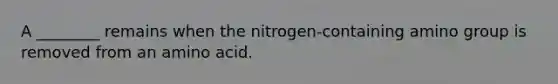 A ________ remains when the nitrogen-containing amino group is removed from an amino acid.