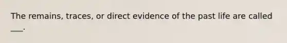 The remains, traces, or direct evidence of the past life are called ___.