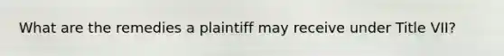 What are the remedies a plaintiff may receive under Title VII?