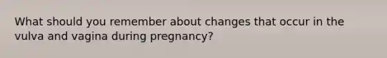 What should you remember about changes that occur in the vulva and vagina during pregnancy?