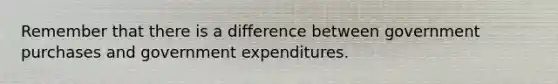 Remember that there is a difference between government purchases and government expenditures.