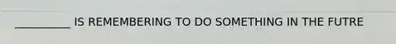 __________ IS REMEMBERING TO DO SOMETHING IN THE FUTRE