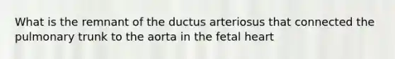 What is the remnant of the ductus arteriosus that connected the pulmonary trunk to the aorta in the fetal heart